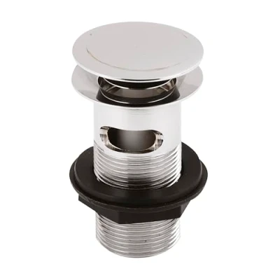 Image of Round Stainless Steel Push Button Basin Waste Slotted Chrome