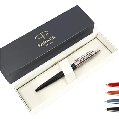Image of Personalised Custom Parker Jotter Bond Street Pen + Gift Box Design A Truly Unique Present Laser Engraved Black
