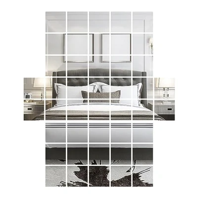 Image of DRERIO 50Pcs Mirror Tiles Self Adhesive Acrylic Mini Square Small Craft Plastic Tiny Stickers Mosaic for Crafts Decoration DIY Projects Supplies(2.5 * 2.5cm)