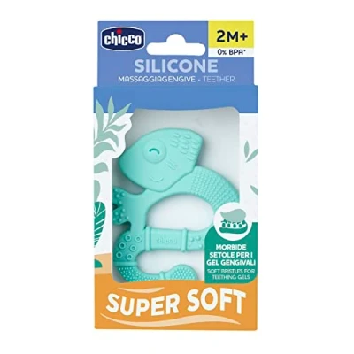 Image of Chicco Soft&amp;Clean Lizard Teething Ring Blue 2M+