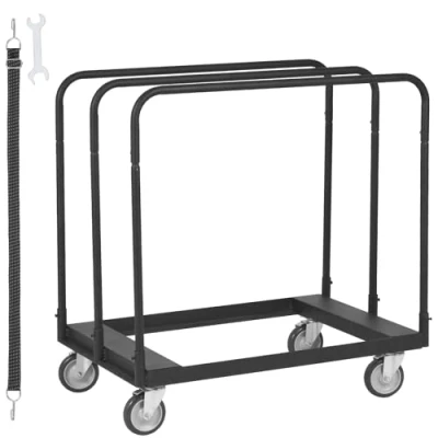 Image of VEVOR Drywall Cart, 1500 LBS Panel Dolly Cart with 36.02&quot; x 24.02&quot; Deck and 5&quot; Swivel Wheels, Heavy Duty Sheet Handling Wall Panel, Sheetrock, Lumber, for Garage, Home, Warehouse