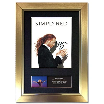 Image of #823 SIMPLY RED Signed Autograph Mounted Photo Reproduction PRINT A4 Rare Perfect Birthday (297 x 210mm) (Gold Frame)