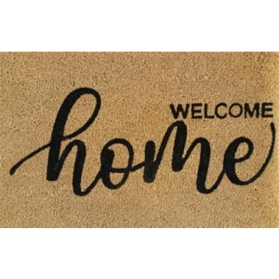 Image of Natural Coir 60cm x 40cm heavy duty doormats with rubber base humourous message (welcome home)