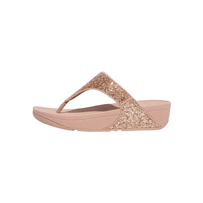 Image of Fitflop Women&#039;s Lulu Glitter Toe Post Wedge Sandal, Rose Gold, 3 UK