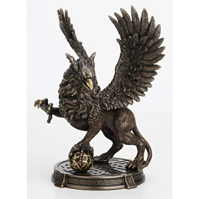Image of Veronese Design 9 5/8 Inch Legendary Guardian Griffin Celtic Knot Platform Resin Cast Hand Painted Antique Bronze Finish Statue