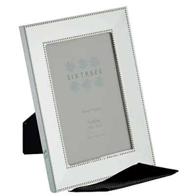 Image of Sixtrees Jenkins Embossed Silver Plated 4 x 6 inch Photo Frame. Complete with Microfibre Polishing Cloth.
