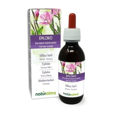 Image of Willow herb or Fireweed (Epilobium parviflorum) Alcohol Free Mother Tincture Naturalma Liquid Extract Drops 120 ml Food Supplement Vegan
