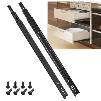 Image of SHUHANG Drawer Runners Cabinet Slides Heavy Duty 45 kg Load Capacity Full Extension with Ball Bearing 200 250 300 350 400 450 500 550 600 mm, Side Mount 1 Pair