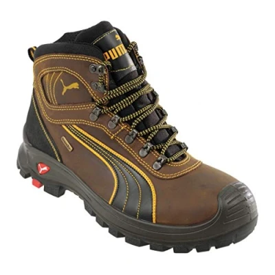 Image of Puma 630220 402 46 &quot;Sierra Nevada&quot; safety Shoes, Mid S3, HRO SRC, Size 11, Brown/Black/Yellow EN certified