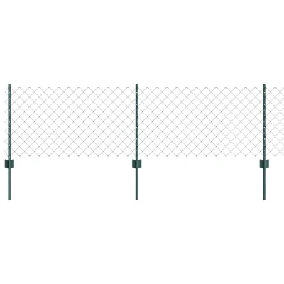 Image of vidaXL Chain Link Fence with 22 U Posts Green 0.6x25 m Steel