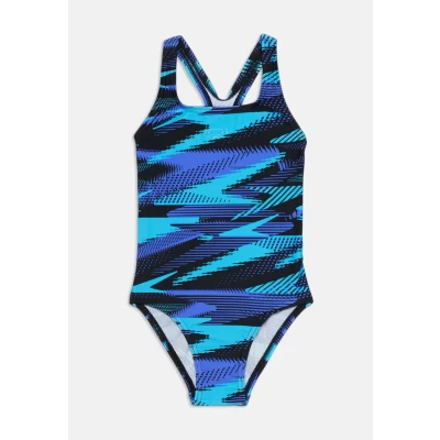 Image of Speedo Girl&#039;s Hyperboom Allover Medalist Swimsuit, Quick Drying, Fitness, Chlorine Resistant Cobalt Pop, 7 8
