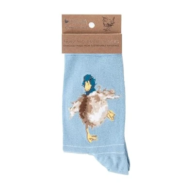 Image of Wrendale Designs &#039;A Waddle and a Quack&#039; Blue Duck Socks One Size
