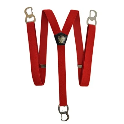 Image of Olata Y Shape Braces/Suspenders with Beer Bottle Opener Carabiner Clips 2.5cm. Red