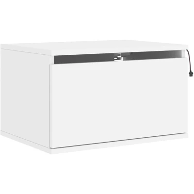 Image of vidaXL Wall mounted Bedside Cabinet with LED Lights White