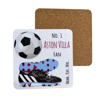Image of Aston Villa Villians FC Football Club Fan COASTER DRINK MAT by WHITE COTTON CARDS (C FN13)