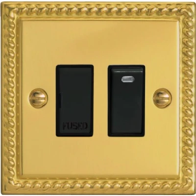 Image of Varilight 1G 13A Switched Fused Spur with Neon Georgian Brass XG6NB