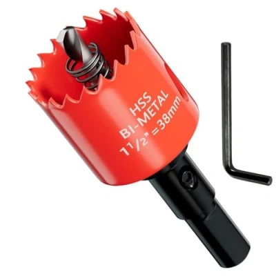 Image of GARHWAL Bi Metal Hole Saw 38 mm with Arbor and Pilot Bit Smooth Fast Cutting for Wood, Plywood, Plastic, Drywall, Thin Sheets, More Ideal Ceiling Light Installation DIY Projects