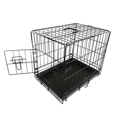 Image of FoxHunter 18&quot; 18 Inch Pet Dog Puppy Cat Training Cage Crate Carrier Metal Folding With ONE Door and Tray XSmall Black New