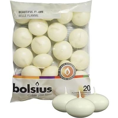 Image of 20 Bolsius 5 Hour Quality Ivory Floating Candles, by White Candle Company