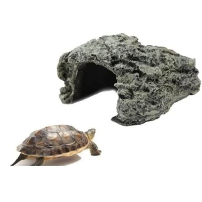 Image of Hffheer Reptile Hideouts Turtle Basking Platform Hide Habitat Lizards Turtles Resin Hiding Cave Ornament for Aquarium Terrarium(S)