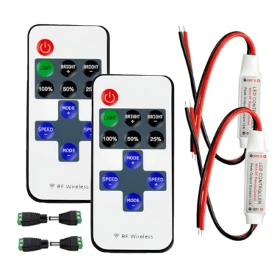 Image of Taikuwu 2 pcs DC 5V 24V 12A LED Strip Controller RF Wireless Remote Control (with Pairing Function) Tape Light Dimmer Receiver for pin SMD 5050 3528 2835 5630
