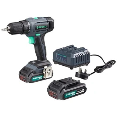 Image of Amazon Brand Denali by SKIL 18 V (20 Max) Drill Driver Kit, Includes 2 x Ah Lithium Batteries and 2.4A Charger, Blue