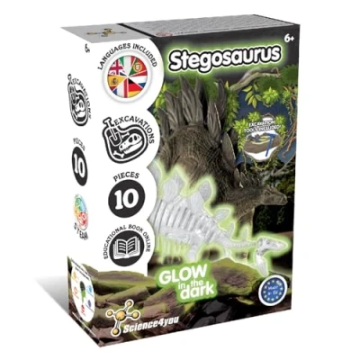Image of Science4you Stegosaurus Fossil Digging Kit for Kids Dinosaur Dig Kit, Glow in the Dark Fossils Kids, Excavation Stem Toys, Games, Gifts 6+ Year Old Boys and Girls