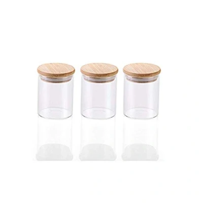 Image of DreamyLife 3x250ML Glass Airtight Storage Jars Set of 3, Kitchen Food Canister Containers with Bamboo Lid &amp; Silicone Sealing Ring for Candy, Cookie, Rice, Sugar, Flour, Pasta, Nuts