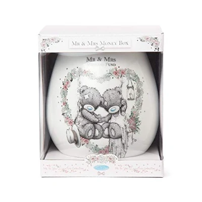 Image of Me To You AGX01006 Tatty Teddy Wedding Fund Moneybox, Gift Boxed, L, Blue,grey,silver