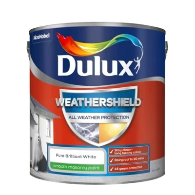 Image of Dulux Weathershield Smooth Masonry Paint Pure Brilliant White 2.5L