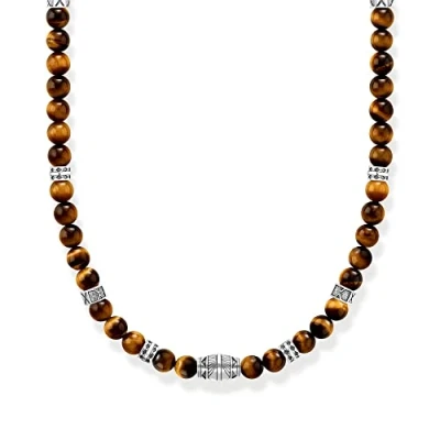 Image of Thomas Sabo Unisex Necklace Tiger‘s Eye 925 Sterling Silver, Blackened KE2180 826 2