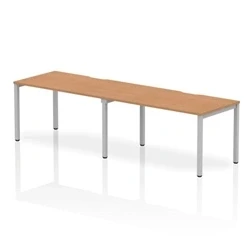 Image of Evolve Single Silver Frame Bench Desk 1400 Oak (2 Pod) BE375