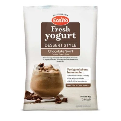 Image of EasiYo Chocolate Swirl Flavoured Dessert Style Yogurt Mix Sachet 240g For Use With Makers