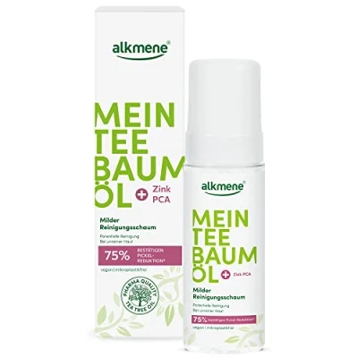 Image of Alkmene Tea Tree Oil Cleaning Foam for Blemished Skin Cleansing Face and Body Vegan, No Silicone, Parabens Mineral Care Women Men (1 x 200 ml)