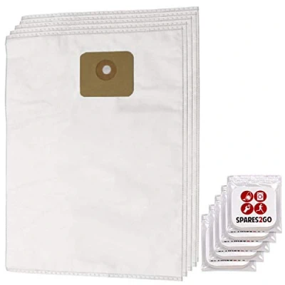 Image of SPARES2GO SMS Dust Bags for Nilfisk Multi Wet &amp; Dry 20 20T 30 30T Vacuum Cleaner (Pack of 5 + Freshener Tabs)