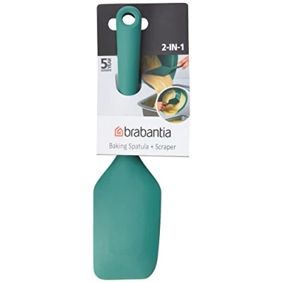 Image of Brabantia Tasty+ Bake &amp; Mix Baking Spatula Plus Scraper (Fir Green) Non Stick, Soft Grip Handle, Heat Resistant, Dishwasher Safe, (121883)