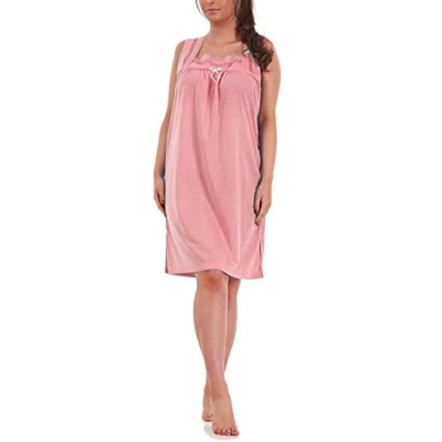 Image of i Smalls Ladies Sleeveless Plain Rich Soft Cotton Nightshirt Nightie (L) Dark Pink