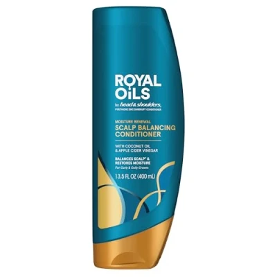 Image of Head and Shoulders Conditioner, Moisture Renewal, Anti Dandruff Treatment Scalp Care, Royal Oils Collection with Coconut Oil, for Natural Curly Hair, 13.5 fl oz