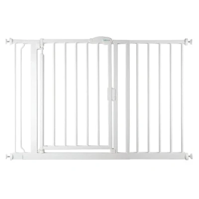Image of Safetots Pressure Fit Self Closing Stair Gate, 118.2cm 125.2cm, White, Auto Baby Safety Barrier for Toddler, Easy Installation