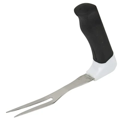 Image of PETA Easi Grip Carving Fork, Stainless Steel Heavy Duty Fork with Lightweight Angled Non Slip Handle, Ergonomic for Anyone Issues, Less Fatigue When Meat and Barbecue