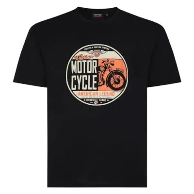 Image of Espionage Motorcycle Print T Shirt Crewneck Short Sleeve Plus Big 2XL 8XL T387 Black (UK, Alpha, 5XL, Plus, Tall)