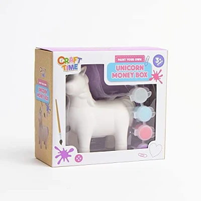 Image of Crafttime Children Kids DIY Paint Your Own Ceramic Money Box (Unicorn)