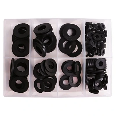 Image of 120Pc Rubber Washers Set Black Seals/Buffers/Packers for Baths, Taps, Sinks, and Other Plumbing Needs