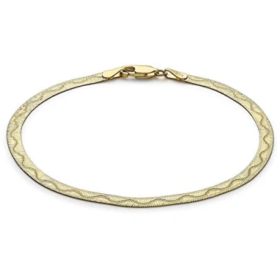 Image of Carissima Gold Women&#039;s 9ct Yellow Diamond Cut Wave Herringbone Bracelet 18cm/7&#039;