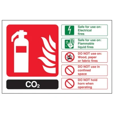 Image of V Safety Fire Extinguisher CO2 ID 150 X 100 mm Restickable Sign