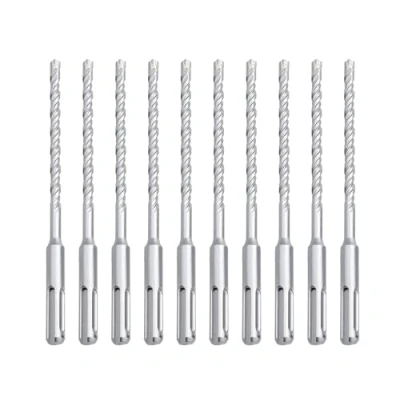 Image of hsawbit 10PCS Masonry Drill Bits Set with SDS Plus Shank, 5mm x 160mm Hammer Drills Tungsten Carbide Tip for Concrete, Brick, Cement Walls, Stone