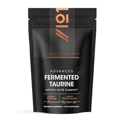 Image of Fermented Taurine 1000mg with BioPerine® 90 Vegan Capsules High Strength Amino Acid Supplement 45 Day Supply Resealable and Recyclable Pouch by Alpha01