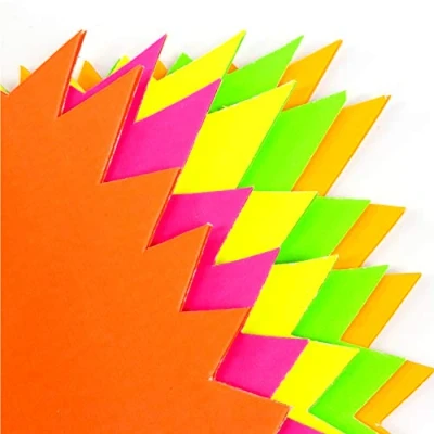 Image of 40x Large Neon Flash Stars Fluorescent Rectangle Cards For Revision/Market Stalls