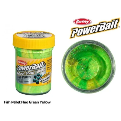 Image of Berkley Powerbait Natural Scent Glitter Troutbait Liver Green &amp; Yellow
