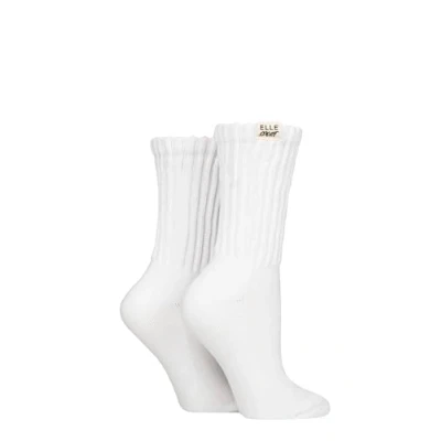 Image of Elle Ladies Slouch Sports Socks Smooth toe seams, Half cushioned foot, Ribbed legs, Arch support, Soft Bamboo Material 2 Pair Multipack Size 4 8 White